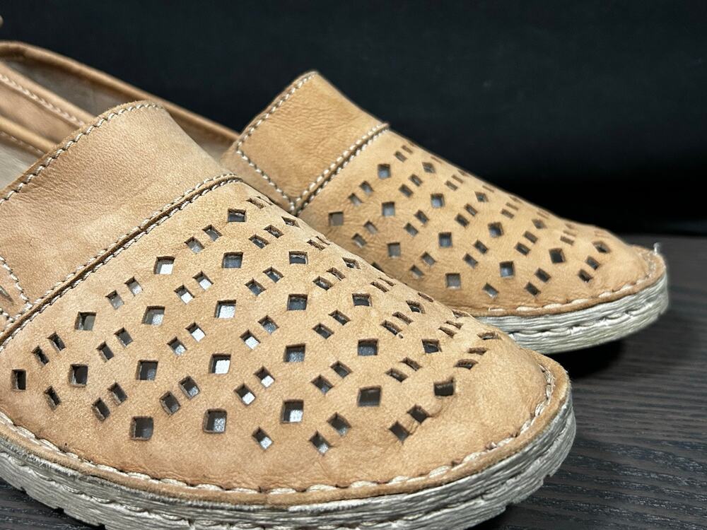 Josef Seibel Sofie 27 Tan Perforated Leather Slip On Shoes EU 38 US 7-7.5